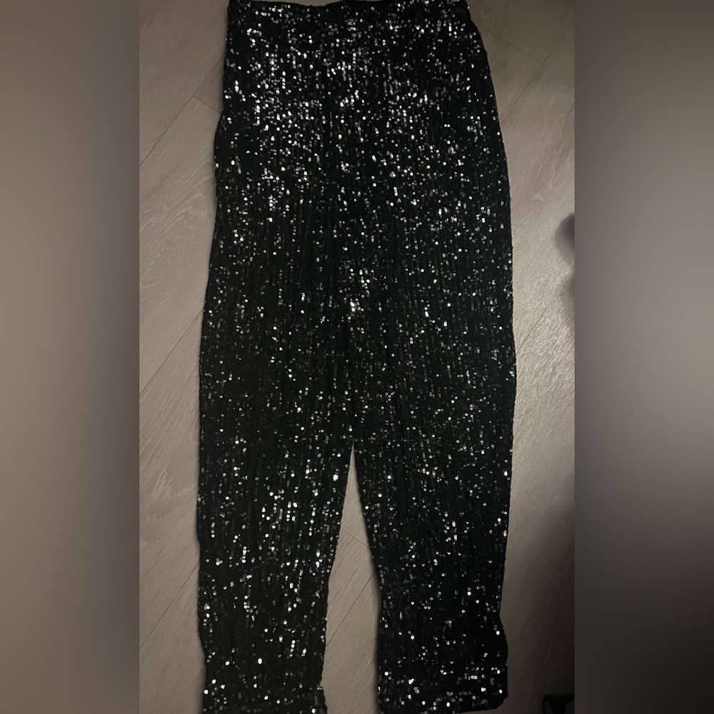 Zara Black Sequin Ankle Pants